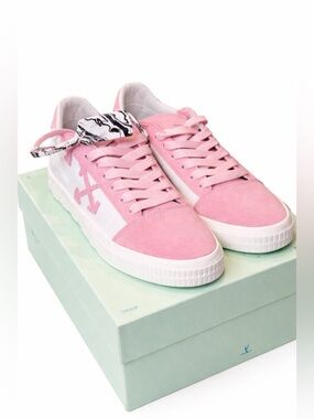 Off-White Pink Vulcanized Canvas & Suede Sneakers “THIS/THAT” NWT Size 40